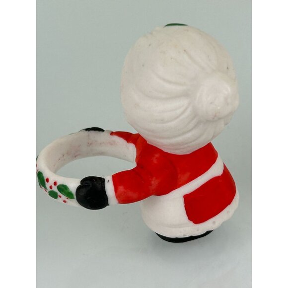 Vintage Set of 2 Mrs Claus Taper Candle Hugger Christmas Holiday Decoration Cute - Picture 8 of 14
